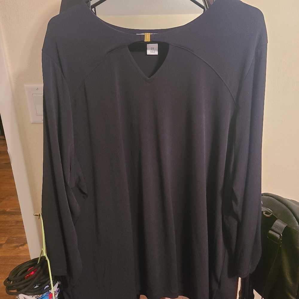Liz Claiborne Black 3/4 Sleeve Business Casual Blouse